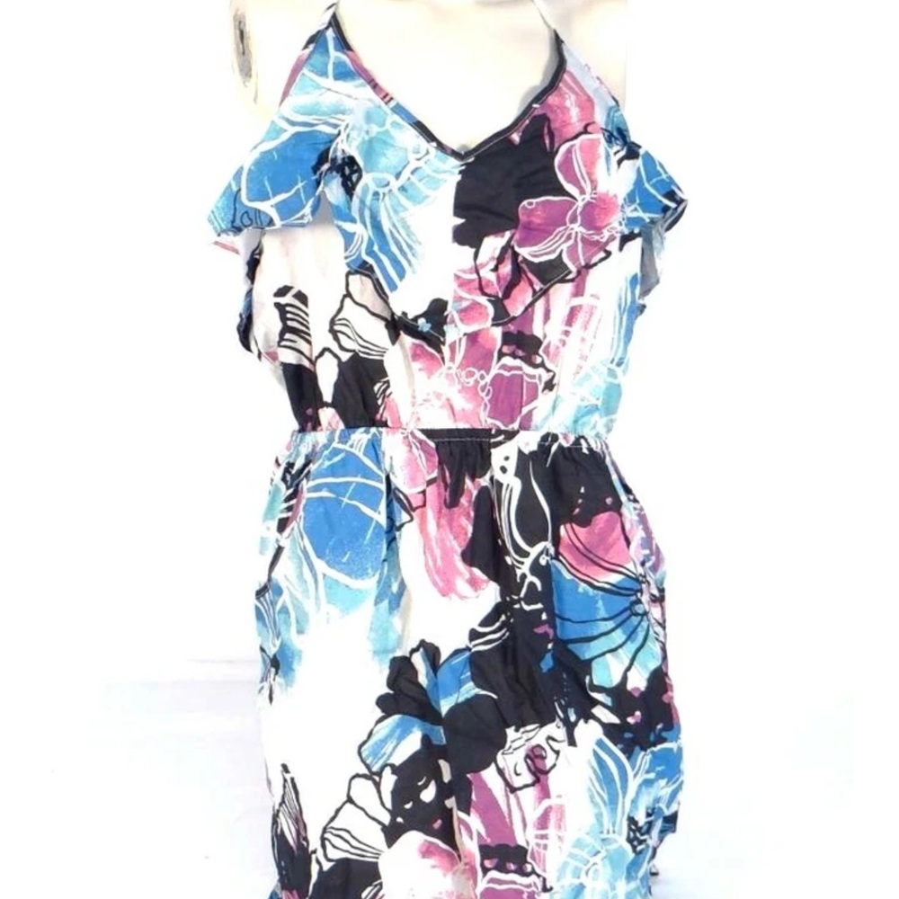 Roxy Blue & Pink Floral Halter Mini Dress XL